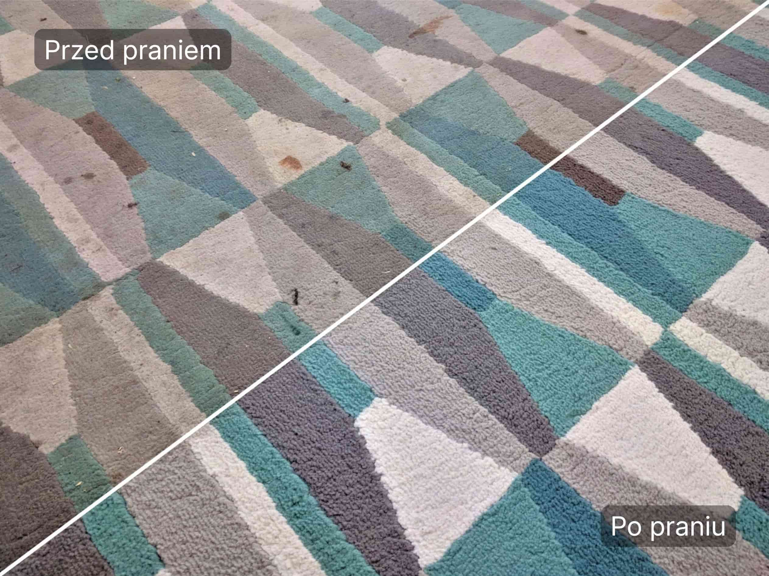 Pranie dywanu przed i po - efekt profesjonalnego prania dywanów